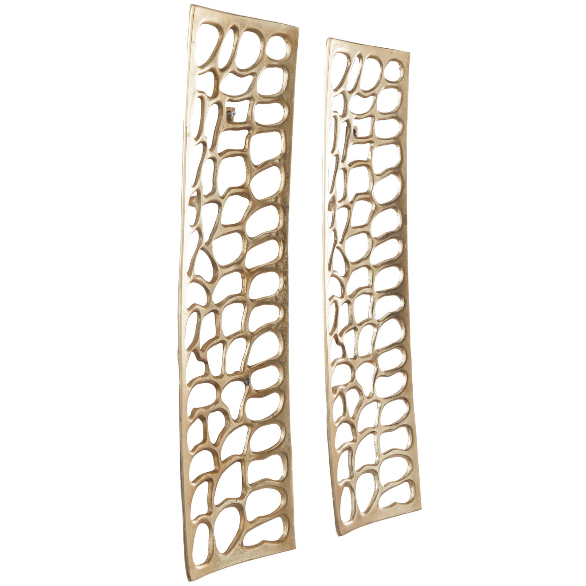Gold Aluminum Cutouts Abstract Wall Decor Set of 2 7", 22"